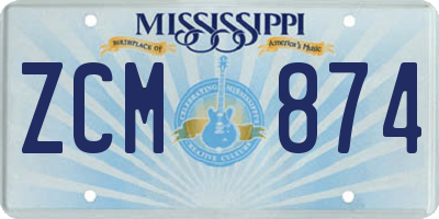 MS license plate ZCM874