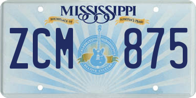 MS license plate ZCM875