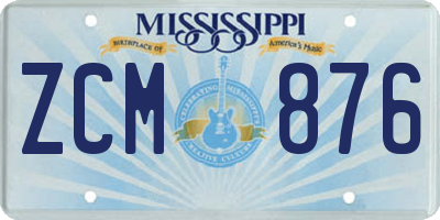 MS license plate ZCM876