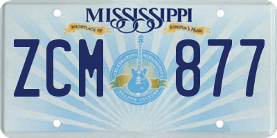 MS license plate ZCM877
