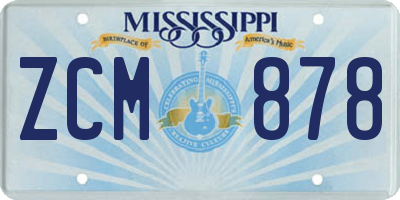 MS license plate ZCM878