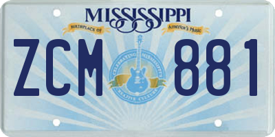 MS license plate ZCM881