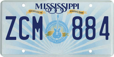 MS license plate ZCM884