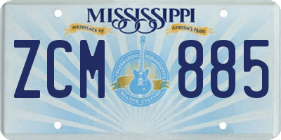 MS license plate ZCM885