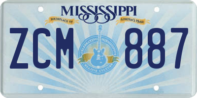 MS license plate ZCM887