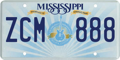 MS license plate ZCM888