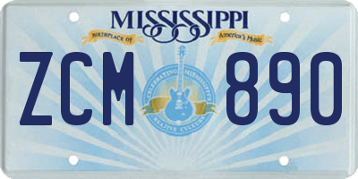 MS license plate ZCM890