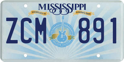 MS license plate ZCM891