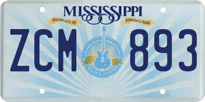 MS license plate ZCM893