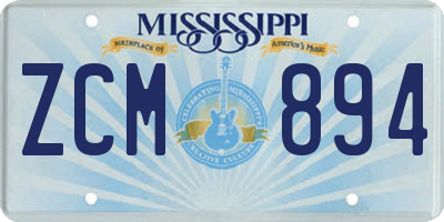 MS license plate ZCM894