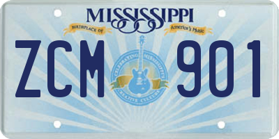 MS license plate ZCM901