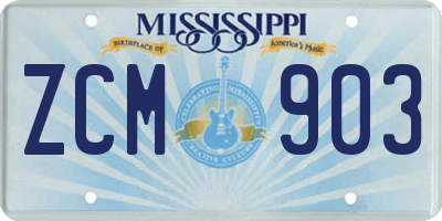 MS license plate ZCM903