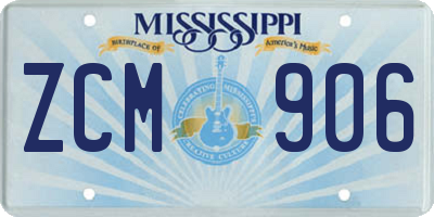 MS license plate ZCM906