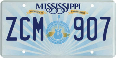 MS license plate ZCM907