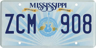MS license plate ZCM908