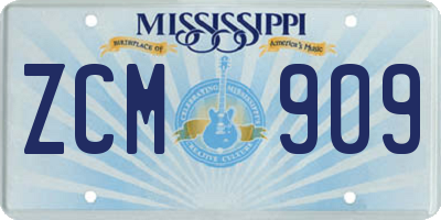 MS license plate ZCM909