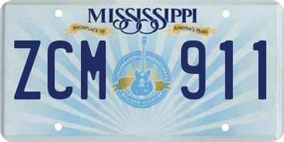 MS license plate ZCM911
