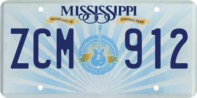 MS license plate ZCM912