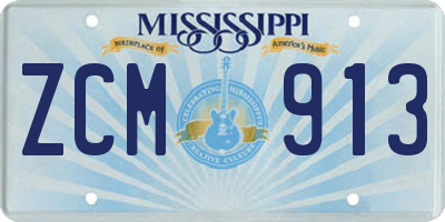 MS license plate ZCM913