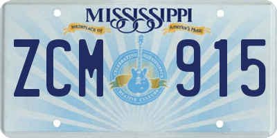 MS license plate ZCM915