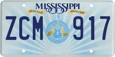 MS license plate ZCM917