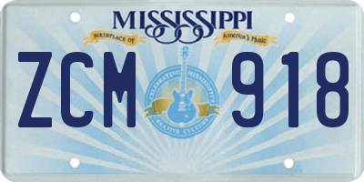 MS license plate ZCM918