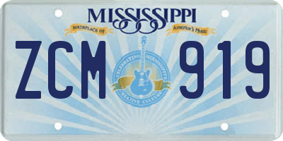 MS license plate ZCM919