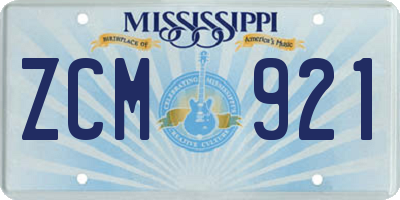 MS license plate ZCM921