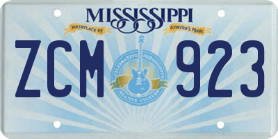 MS license plate ZCM923