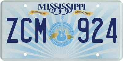 MS license plate ZCM924