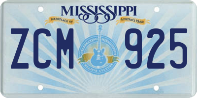 MS license plate ZCM925