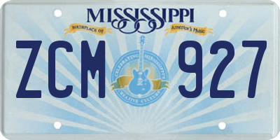 MS license plate ZCM927