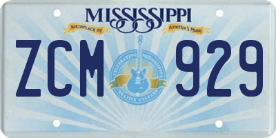 MS license plate ZCM929