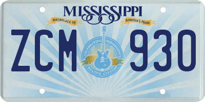 MS license plate ZCM930