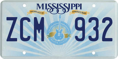 MS license plate ZCM932