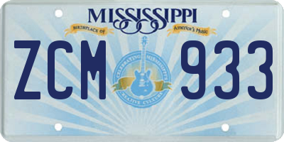 MS license plate ZCM933
