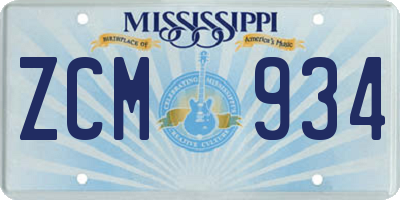 MS license plate ZCM934