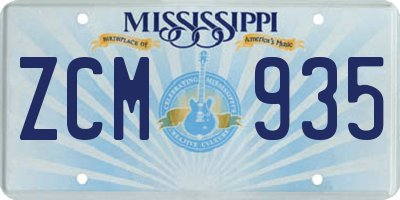 MS license plate ZCM935