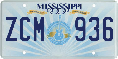 MS license plate ZCM936