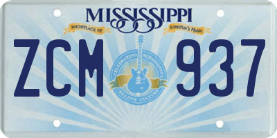 MS license plate ZCM937