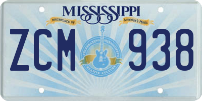 MS license plate ZCM938