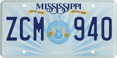 MS license plate ZCM940