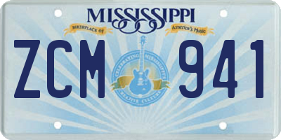MS license plate ZCM941