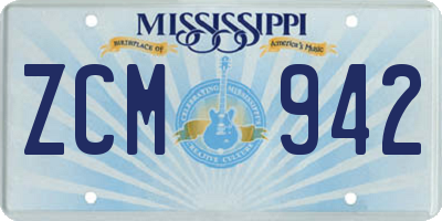 MS license plate ZCM942