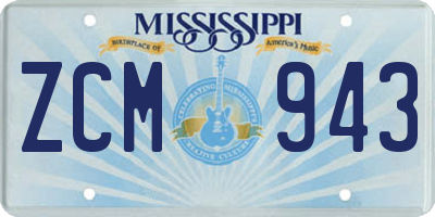 MS license plate ZCM943