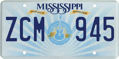 MS license plate ZCM945