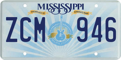 MS license plate ZCM946