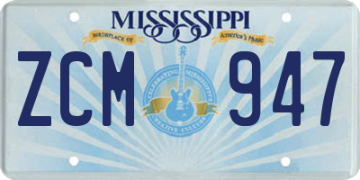 MS license plate ZCM947