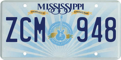 MS license plate ZCM948