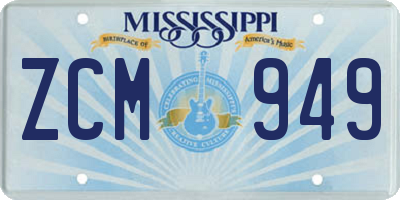 MS license plate ZCM949